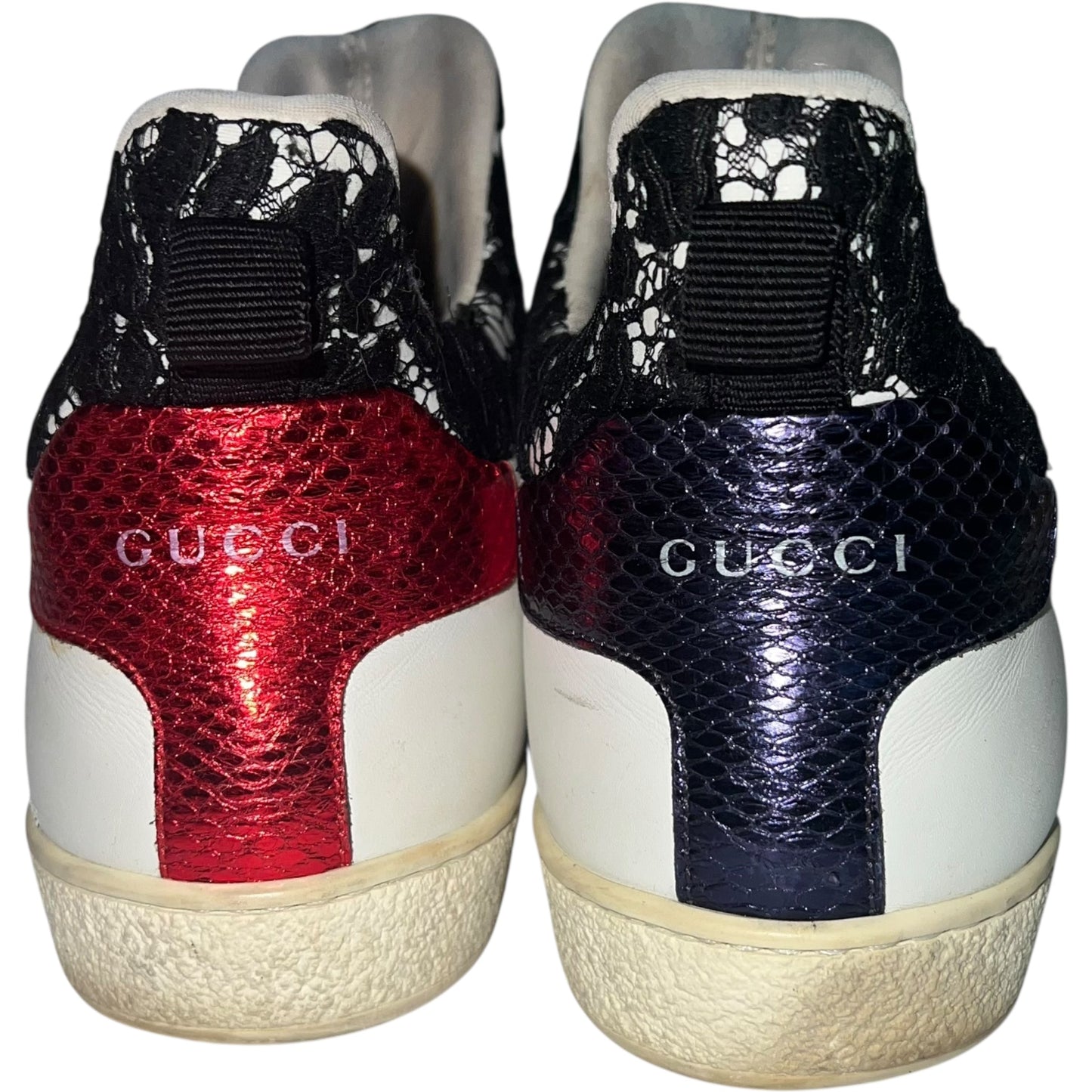 Shoes Luxury Designer By Gucci In Black & White, Size: 9