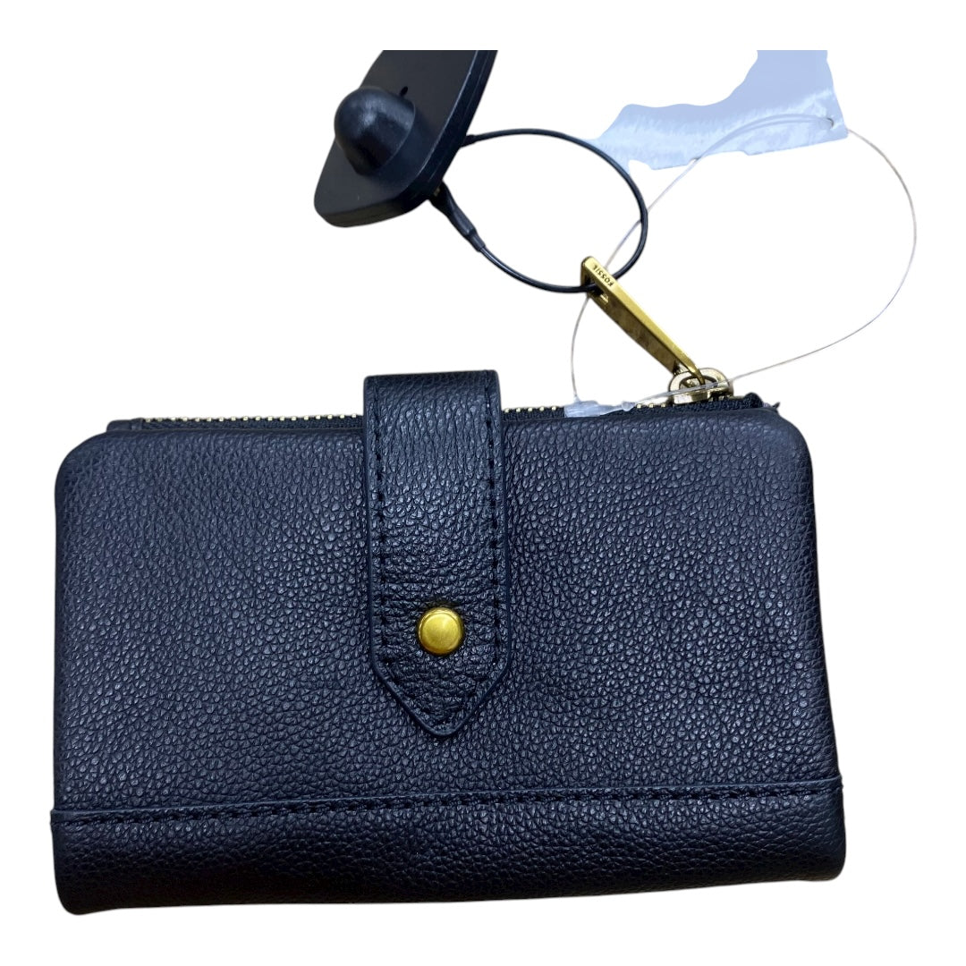 Wallet Leather By Fossil In Black, Size:Medium