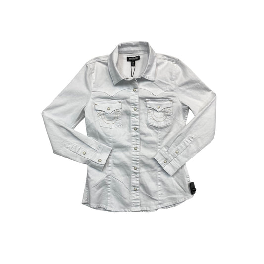 Top Ls By True Religion In White Denim, Size:Sp
