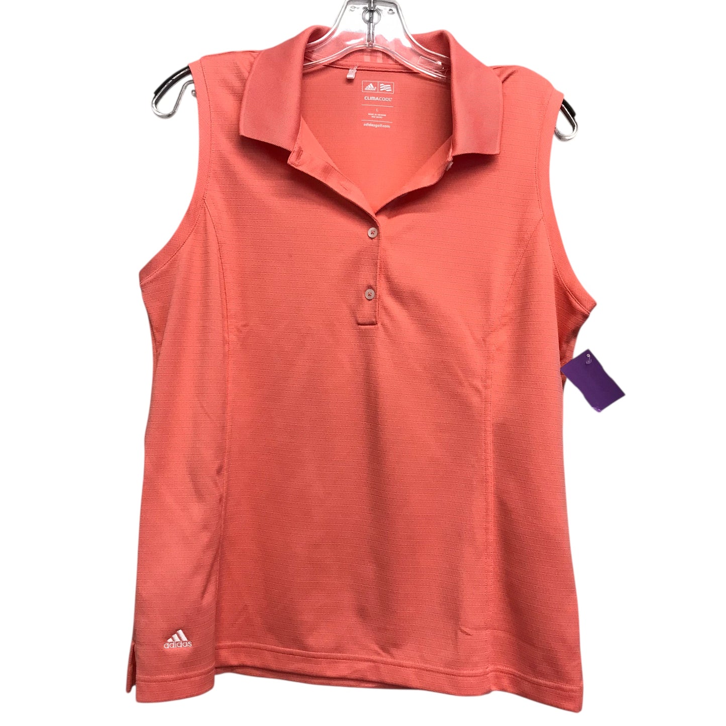 Athletic Top Ss By Adidas In Coral, Size:L