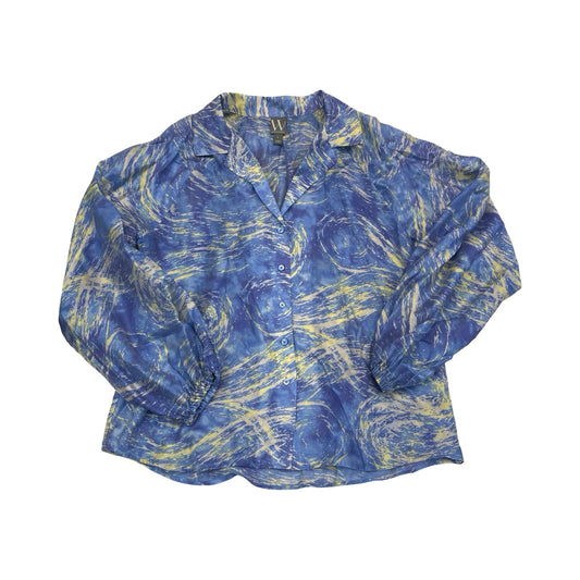 Top Ls By Worthington In Blue & Yellow, Size:L