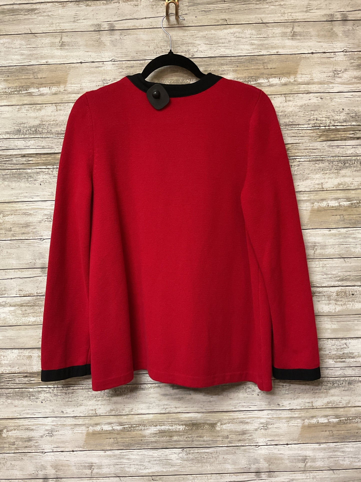 Sweater Cardigan By Talbots In Black & Red, Size:1X
