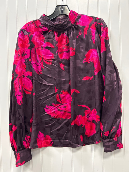 Blouse Ls By Nine West In Pink & Purple, Size:L