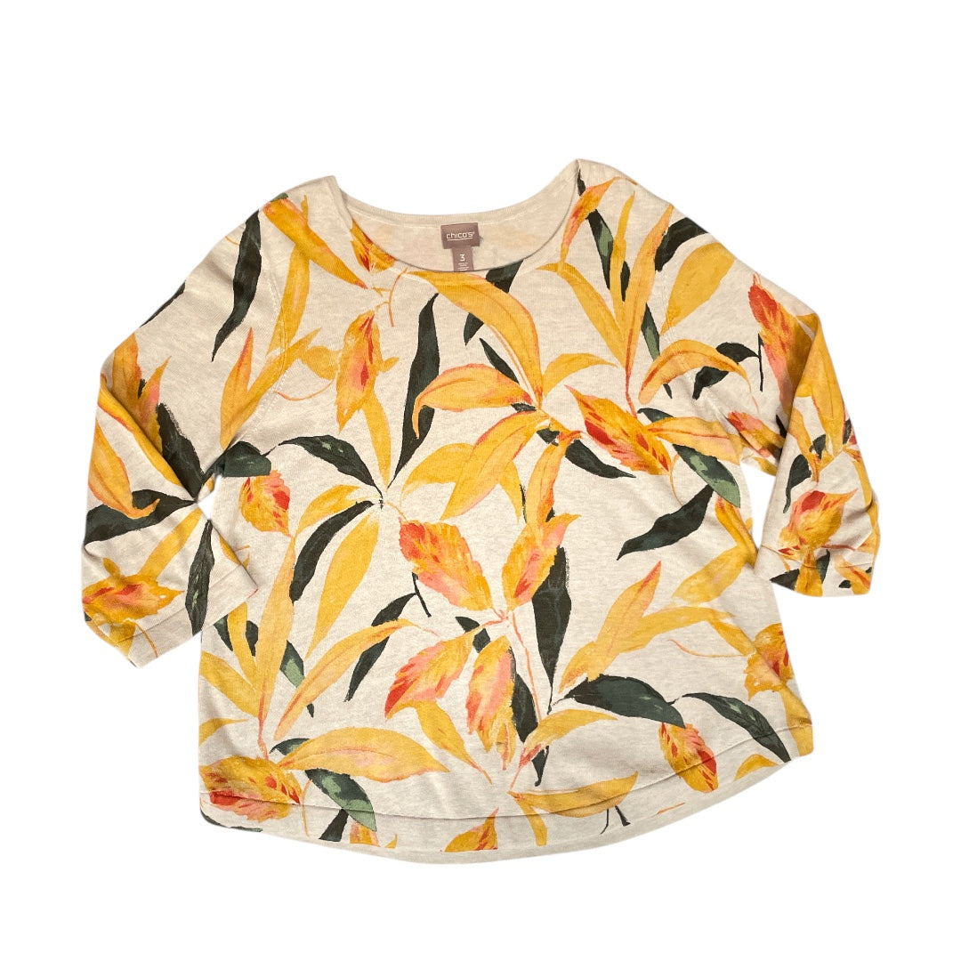 Sweater By Chicos In Tan & Yellow, Size:Xl