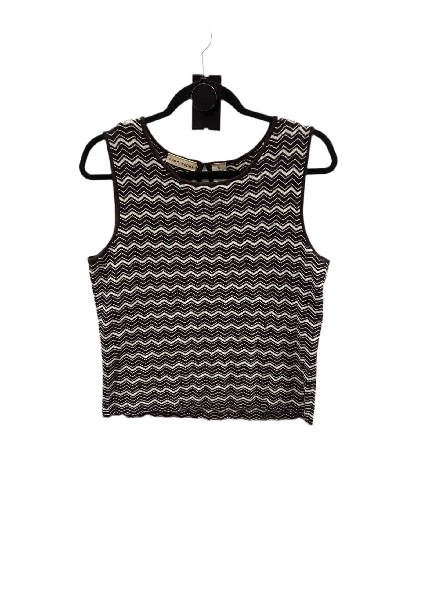 Top Sleeveless By Apostrophe In Brown & Cream, Size:M