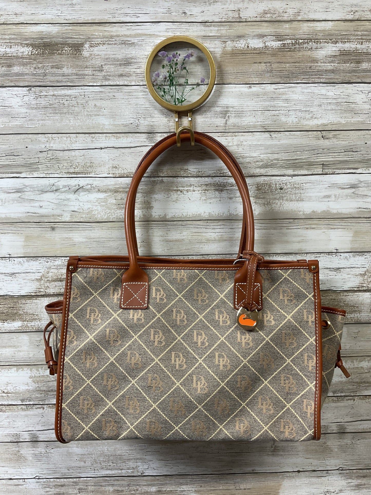 Handbag Designer By Dooney And Bourke In Brown & Grey, Size:Medium