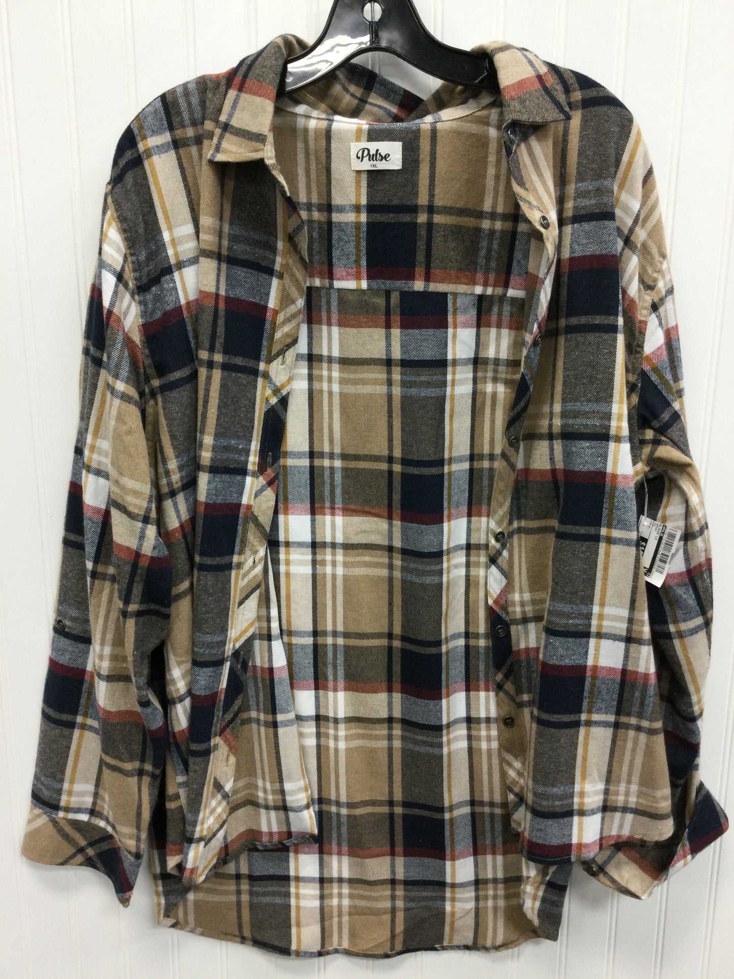 Blouse Ls By Pulse In Brown, Size:Xxl