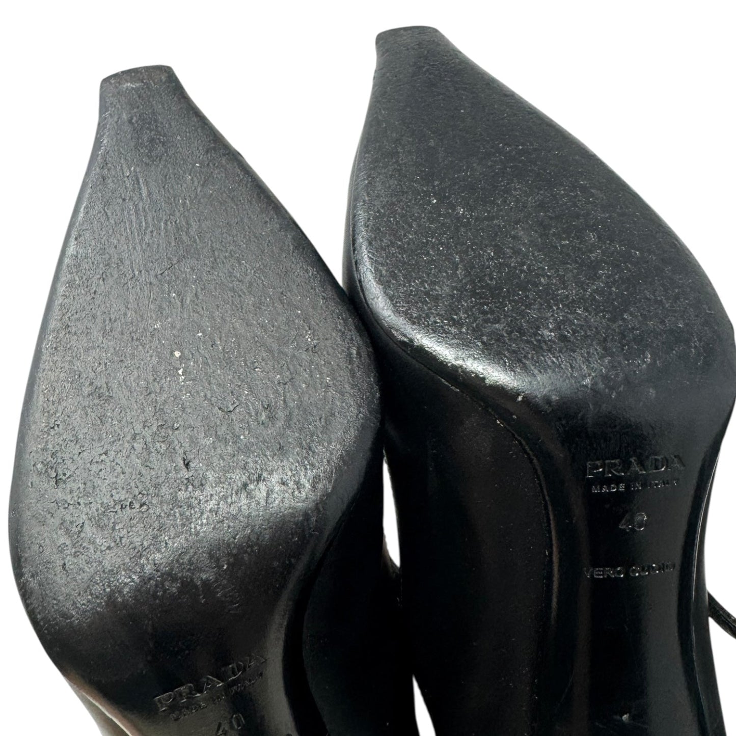 Heels Shoes Luxury Designer By Prada In Black, Size: 10 (IT 40)