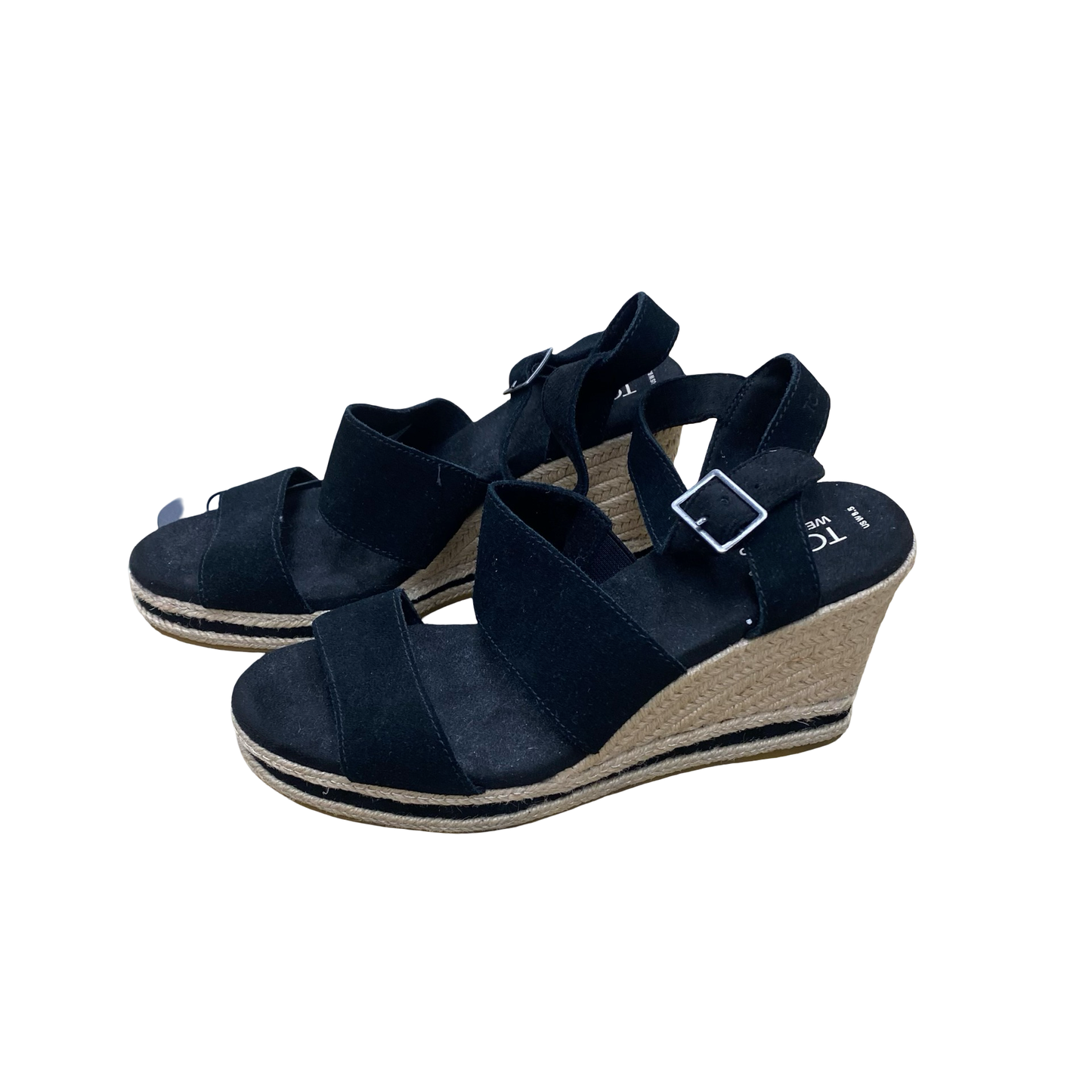 Sandals Heels Wedge By Toms In Black, Size:8.5