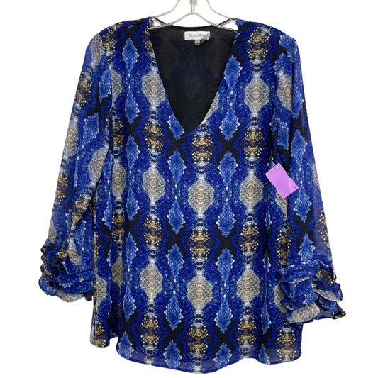 Top Ls By Calvin Klein In Blue & Grey, Size:M