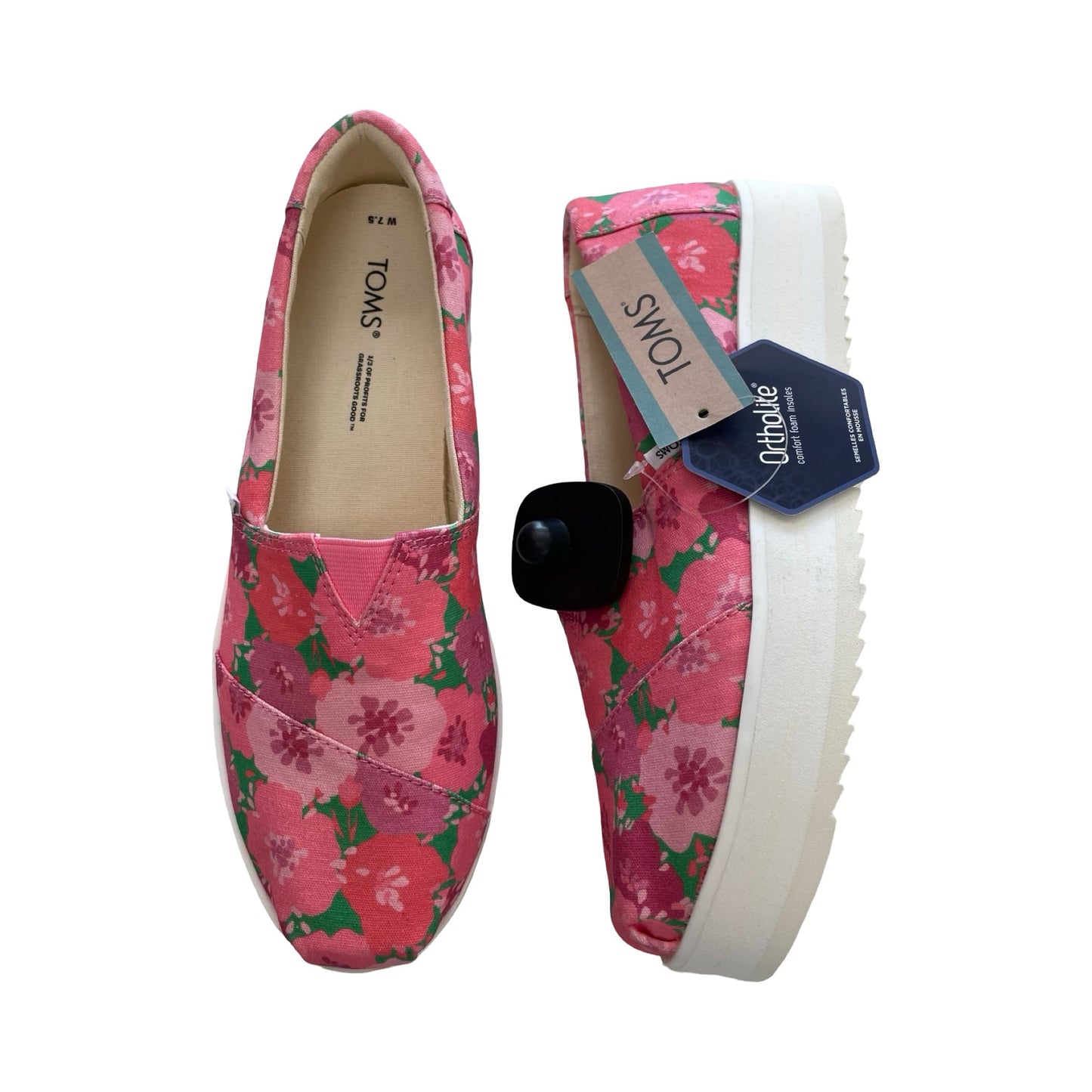 Shoes Athletic By Toms In Floral Print, Size:7.5