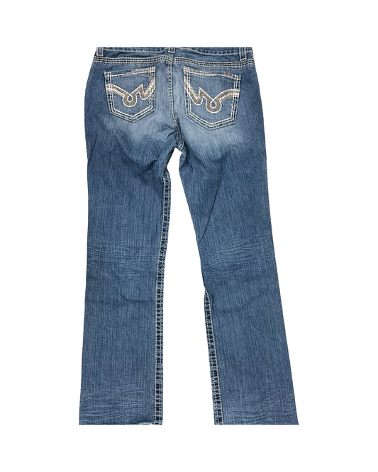 Jeans Flared By Clothes Mentor In Blue Denim, Size:14