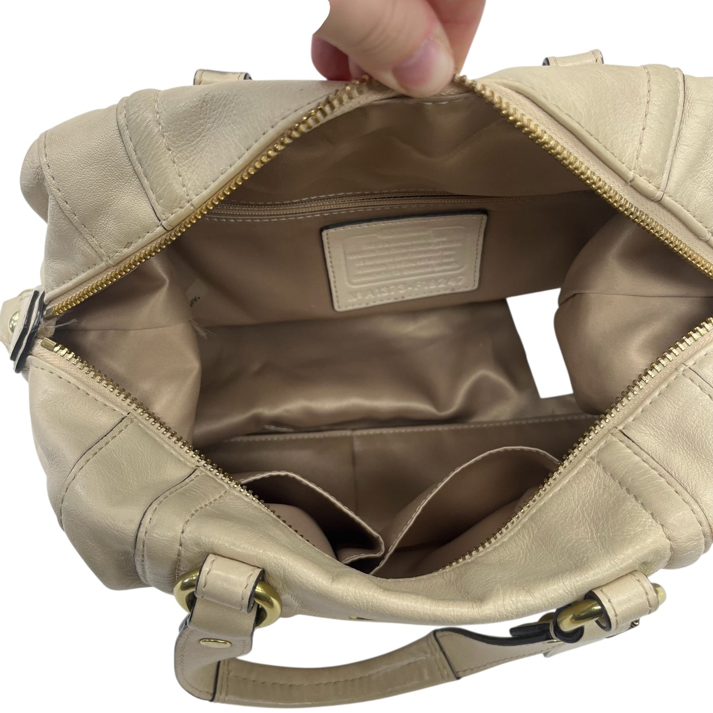 Handbag Designer By Coach In Tan, Size:Medium
