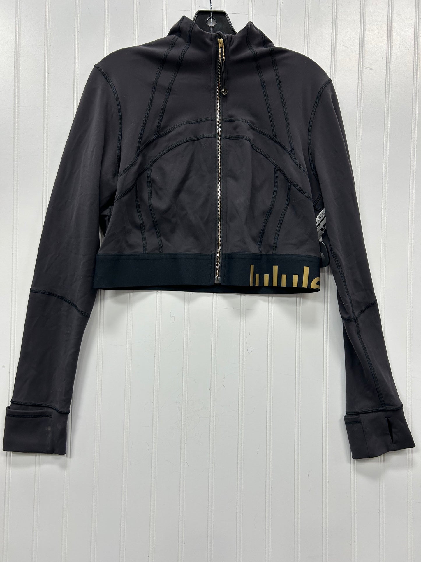 Athletic Jacket By Lululemon In Black, Size:10