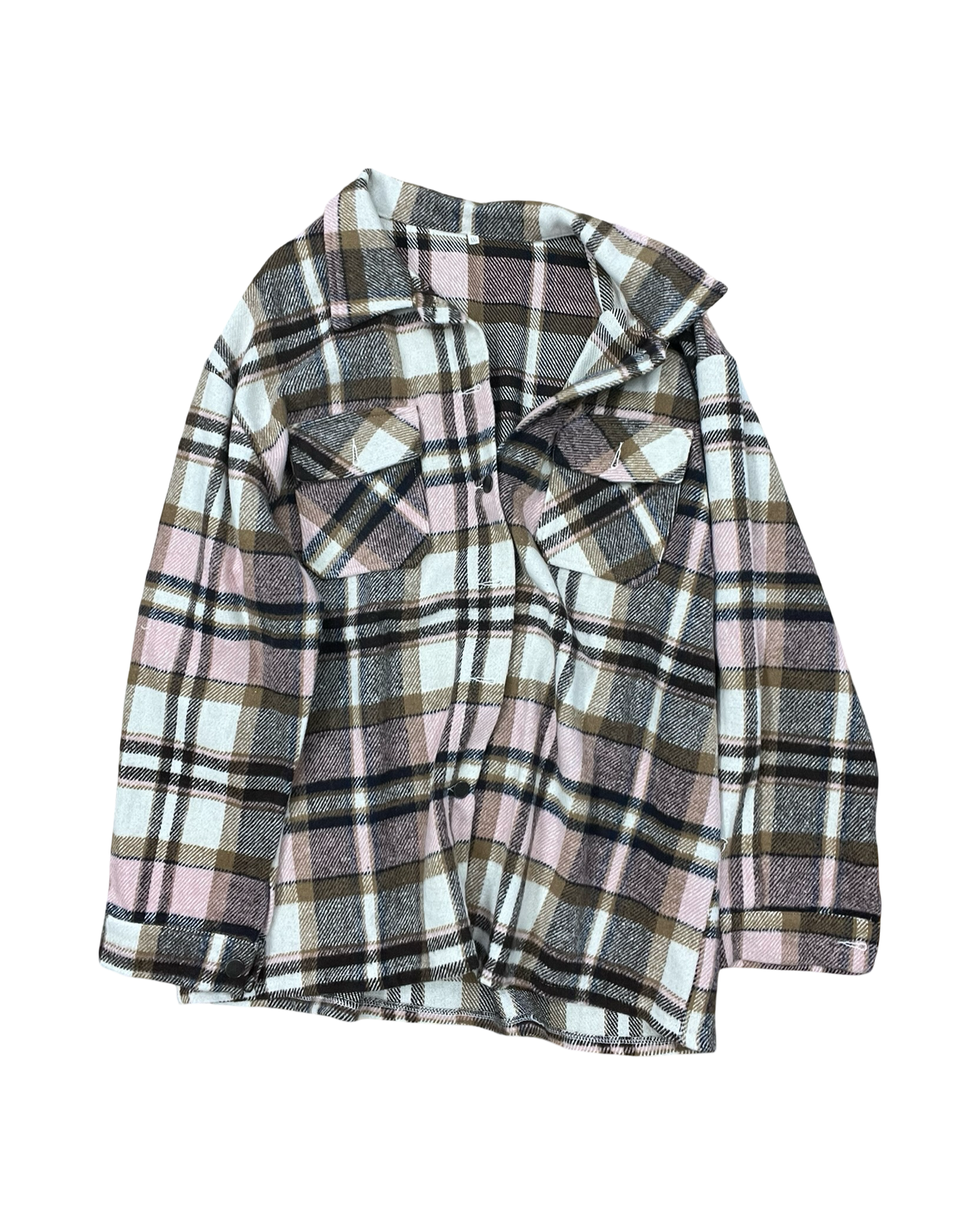 Jacket Shirt By Clothes Mentor In Brown & White, Size:1X