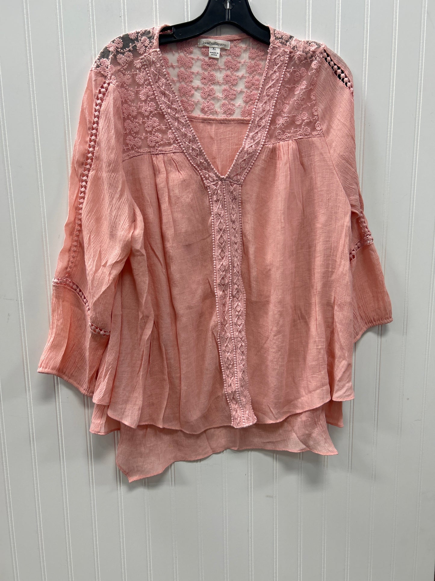 Blouse Ls By John Paul Richard In Pink, Size:Xl