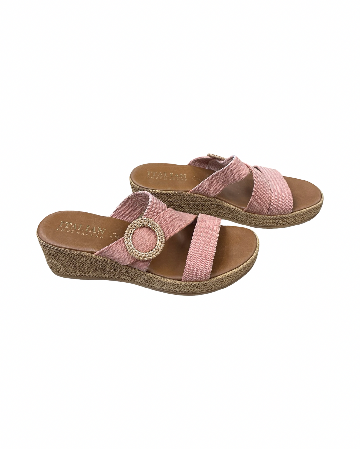 Sandals Heels Wedge By Italian Shoemakers In Orange, Size:11