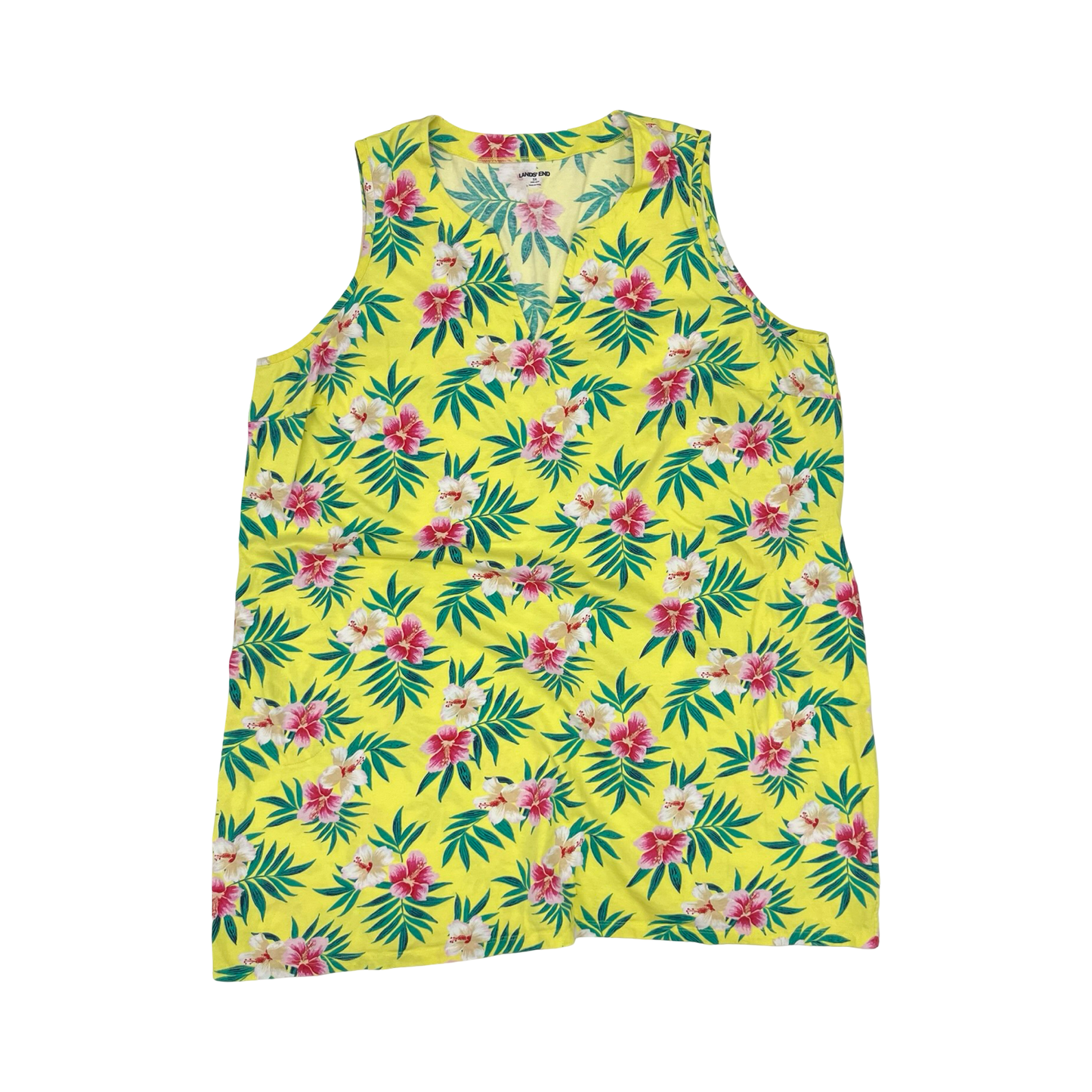 Dress Casual Short By Lands End In Green & Yellow, Size:3X