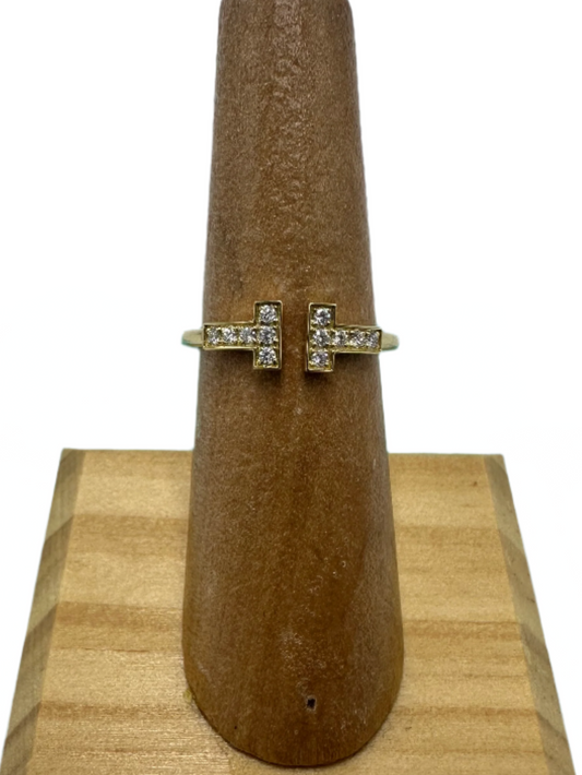 Tiffany & Company 18K T Wire Diamond Luxury Designer Ring, Size: 6.5