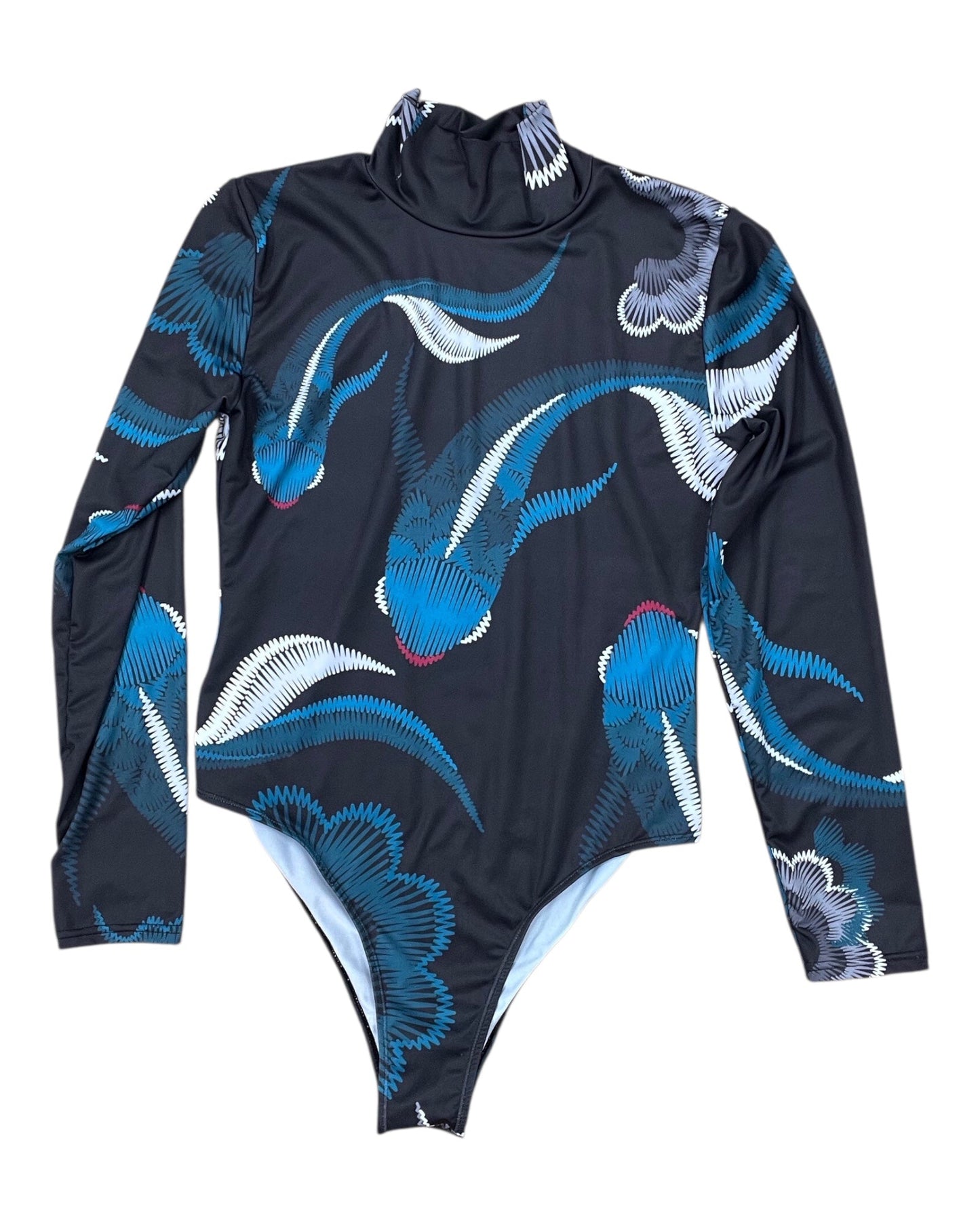 Bodysuit By Clothes Mentor In Black & Blue, Size:Xl