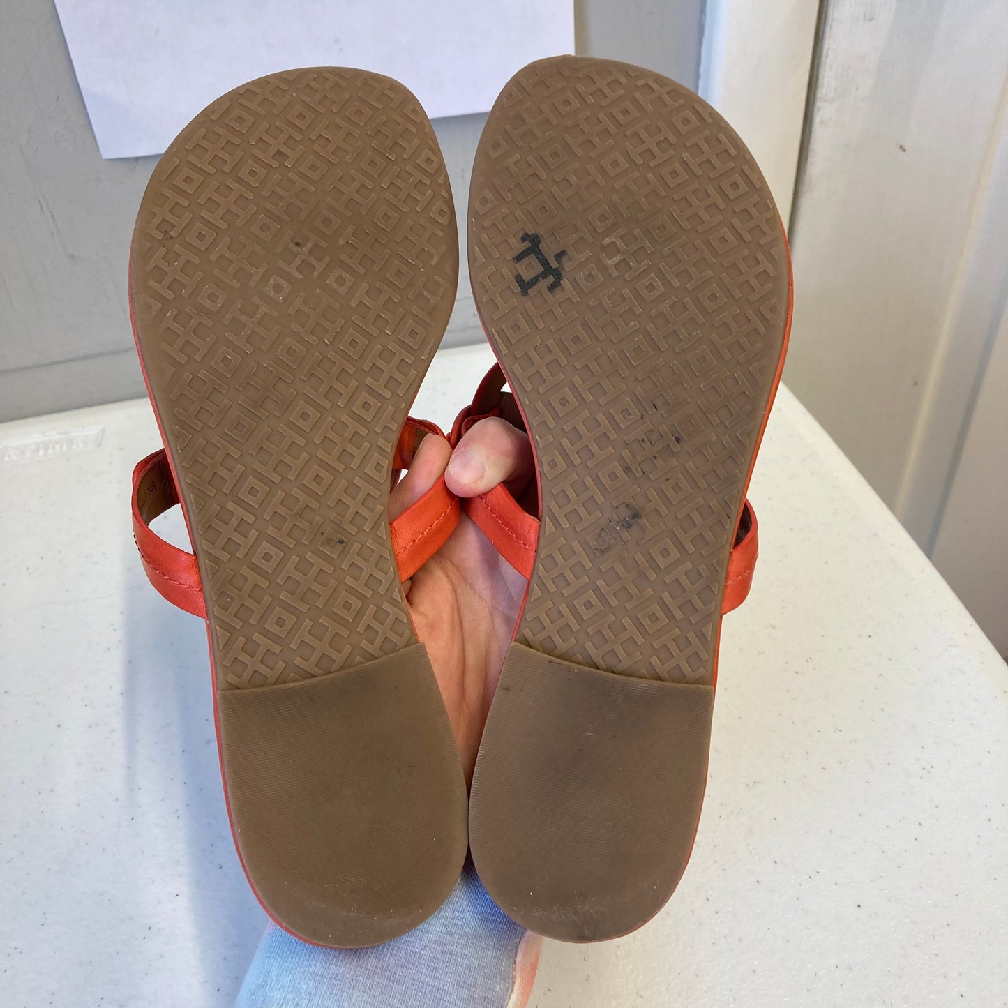 Sandals Designer By Tory Burch In Orange, Size:6.5