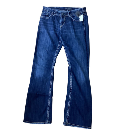 Jeans Boot Cut By Silver In Blue Denim, Size:8