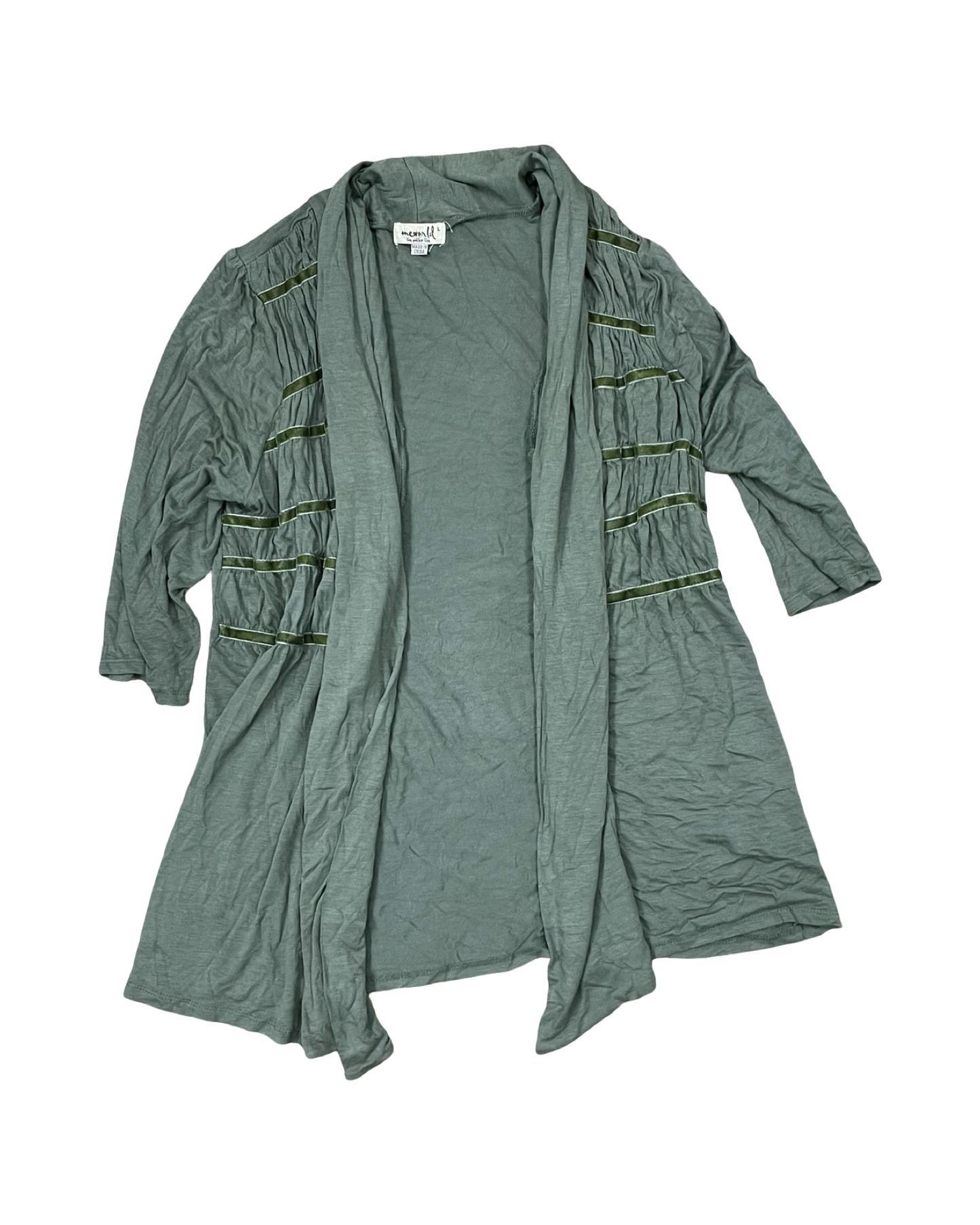 Cardigan By One World In Green, Size:L