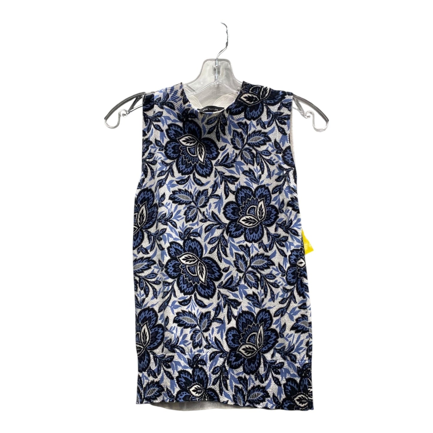 Top Sleeveless By Ann Taylor In Blue & White, Size:Xs