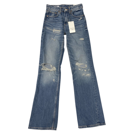 Jeans Wide Leg By Zara In Blue Denim, Size:0