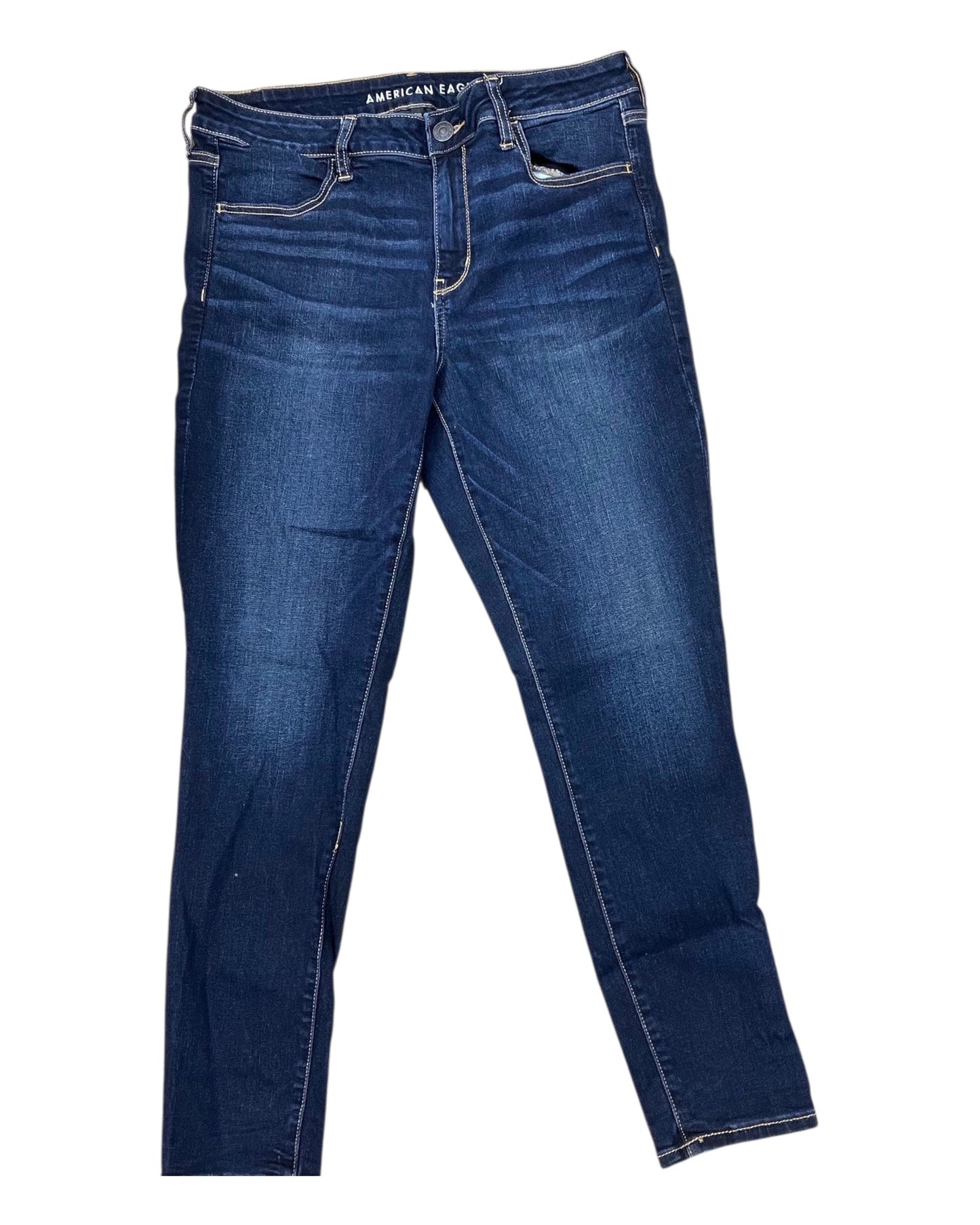 Jeans Skinny By American Eagle In Blue Denim, Size:16