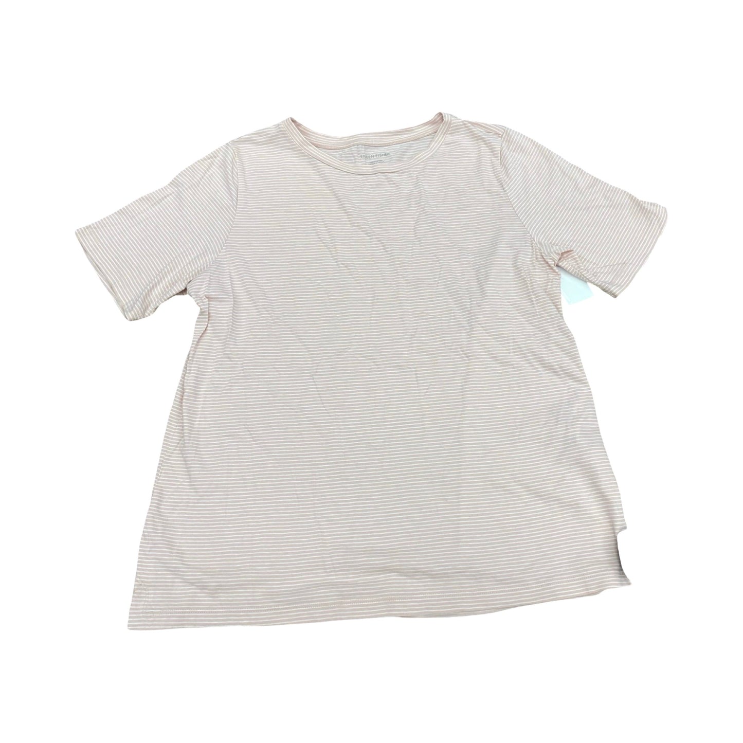Top Ss Designer By Eileen Fisher In Pink&White stripes, Size:Xs