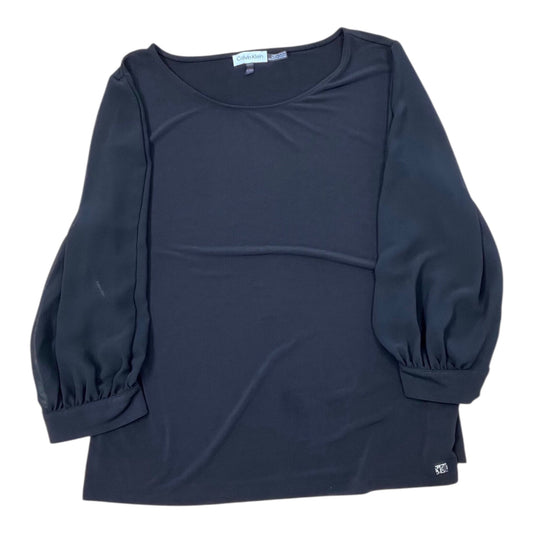 Top 3/4 Sleeve By Calvin Klein In Black, Size:L