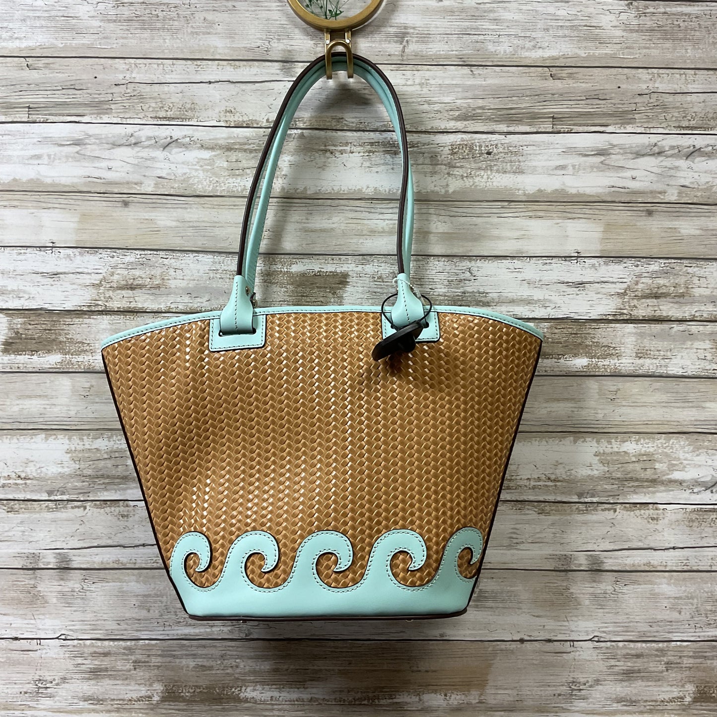 Handbag Designer By Dooney And Bourke In Blue & Brown, Size:Medium