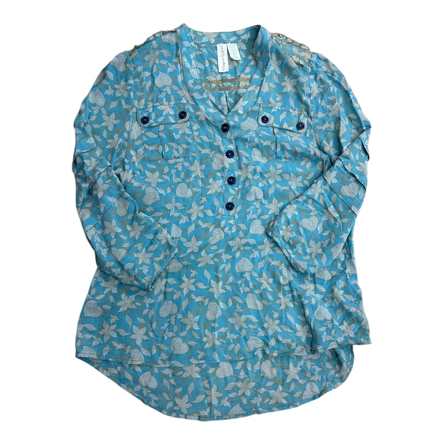 Top 3/4 Sleeve By Matilda Jane In Aqua, Size:M