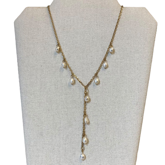 Necklace Lariat & Y-Drop By Express In Gold