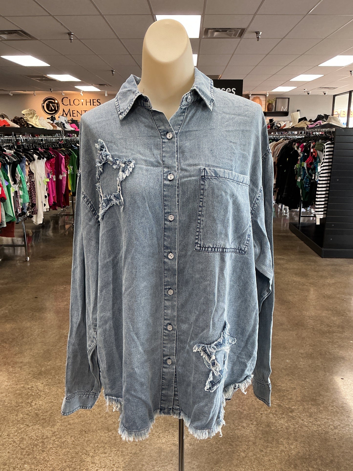 Top Ls By Clothes Mentor In Blue Denim, Size:S