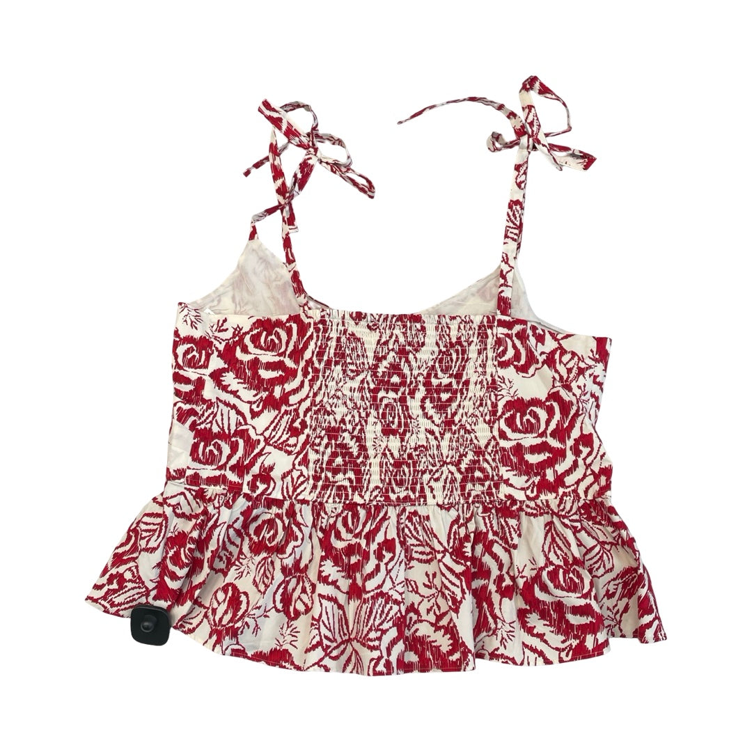 Top Sleeveless By Express In Red & White, Size:Xl