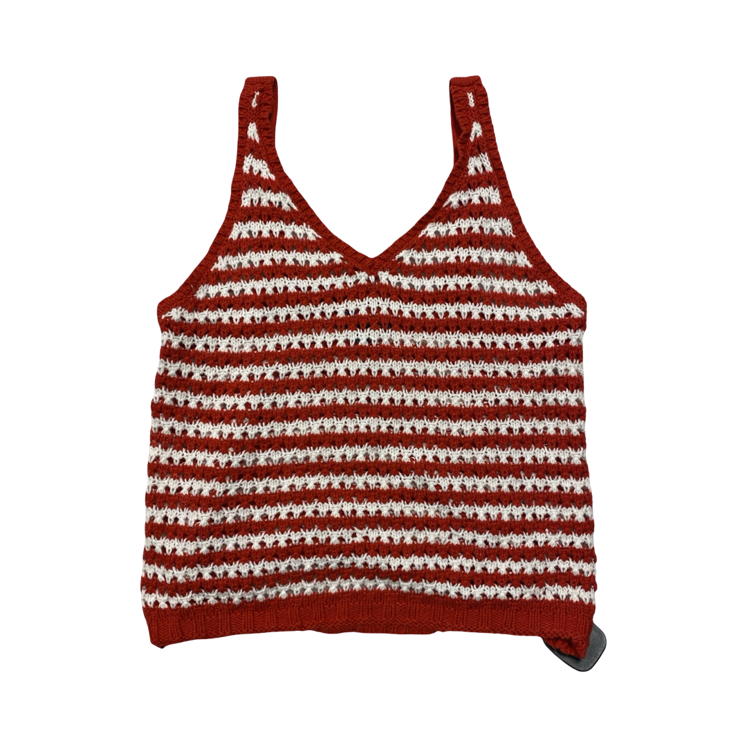 Top Sleeveless By Freshman In Red & White, Size:M