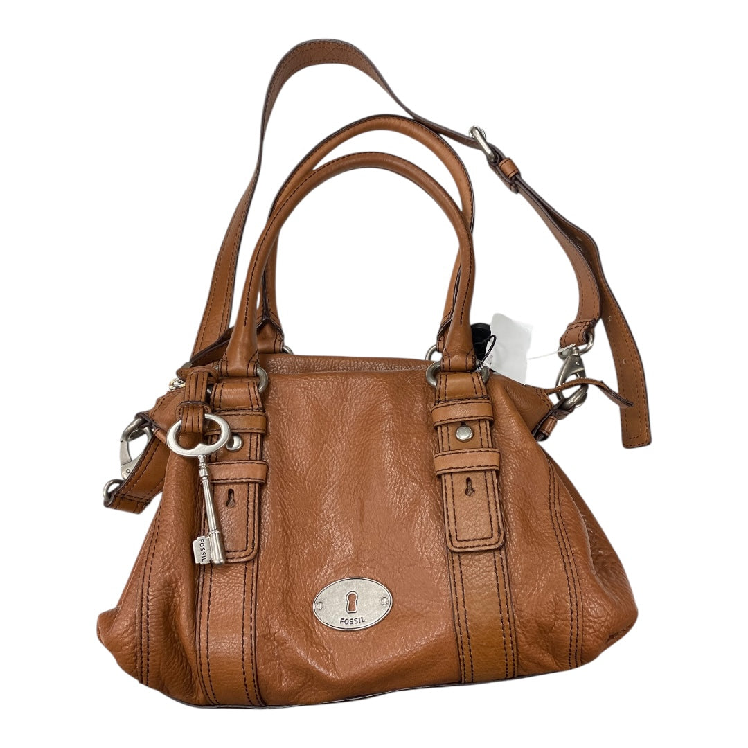Handbag Leather By Fossil In Brown, Size:Medium