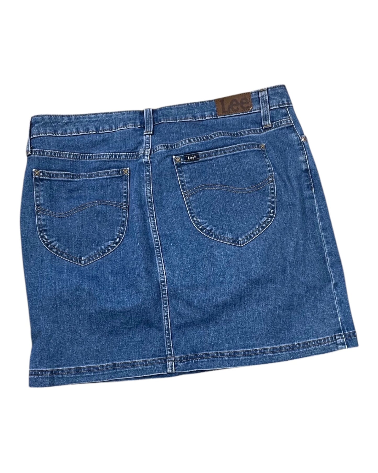 Skirt Mini & Short By Lee In Blue Denim, Size:14