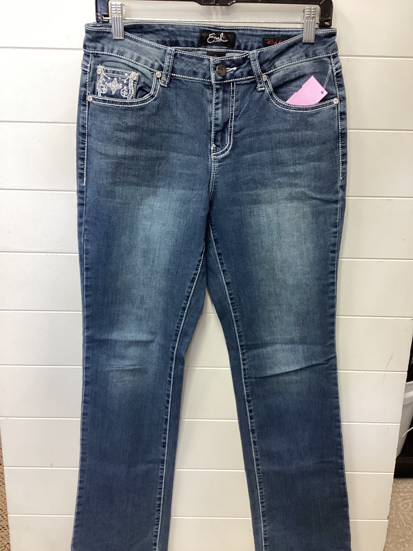 Jeans Boot Cut By Earl Jean In Blue Denim, Size:8