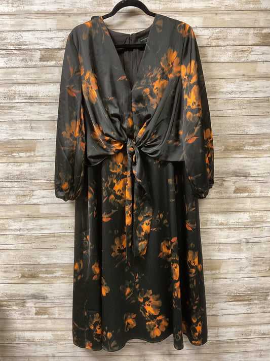 Dress Casual Midi By Banana Republic In Black & Orange, Size:Xl