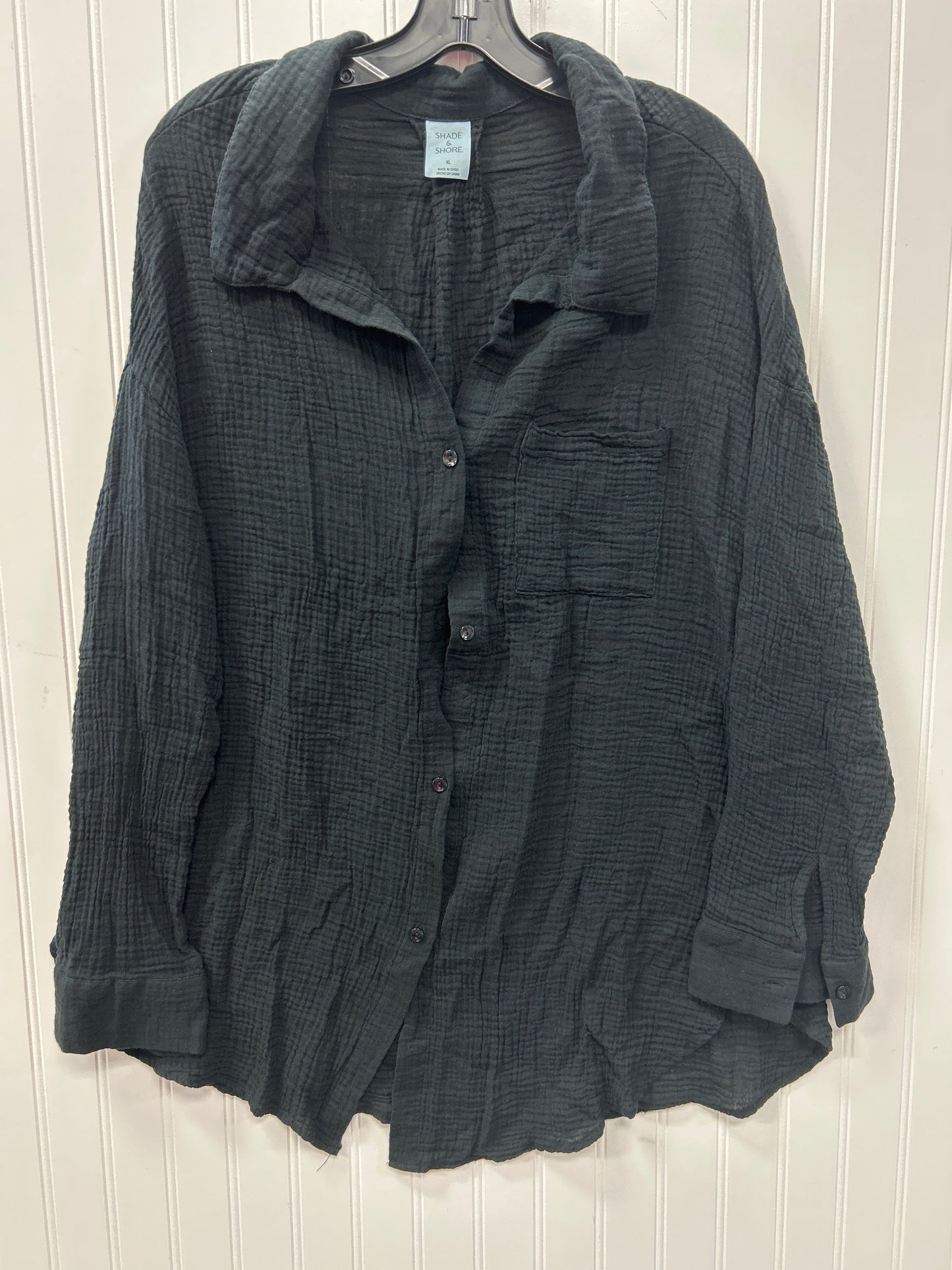 Blouse Ls By Shade & Shore In Black, Size:Xl