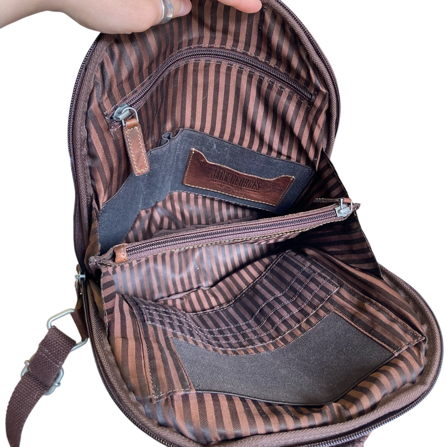 Backpack Leather Jack Georges In Brown, Size:Small