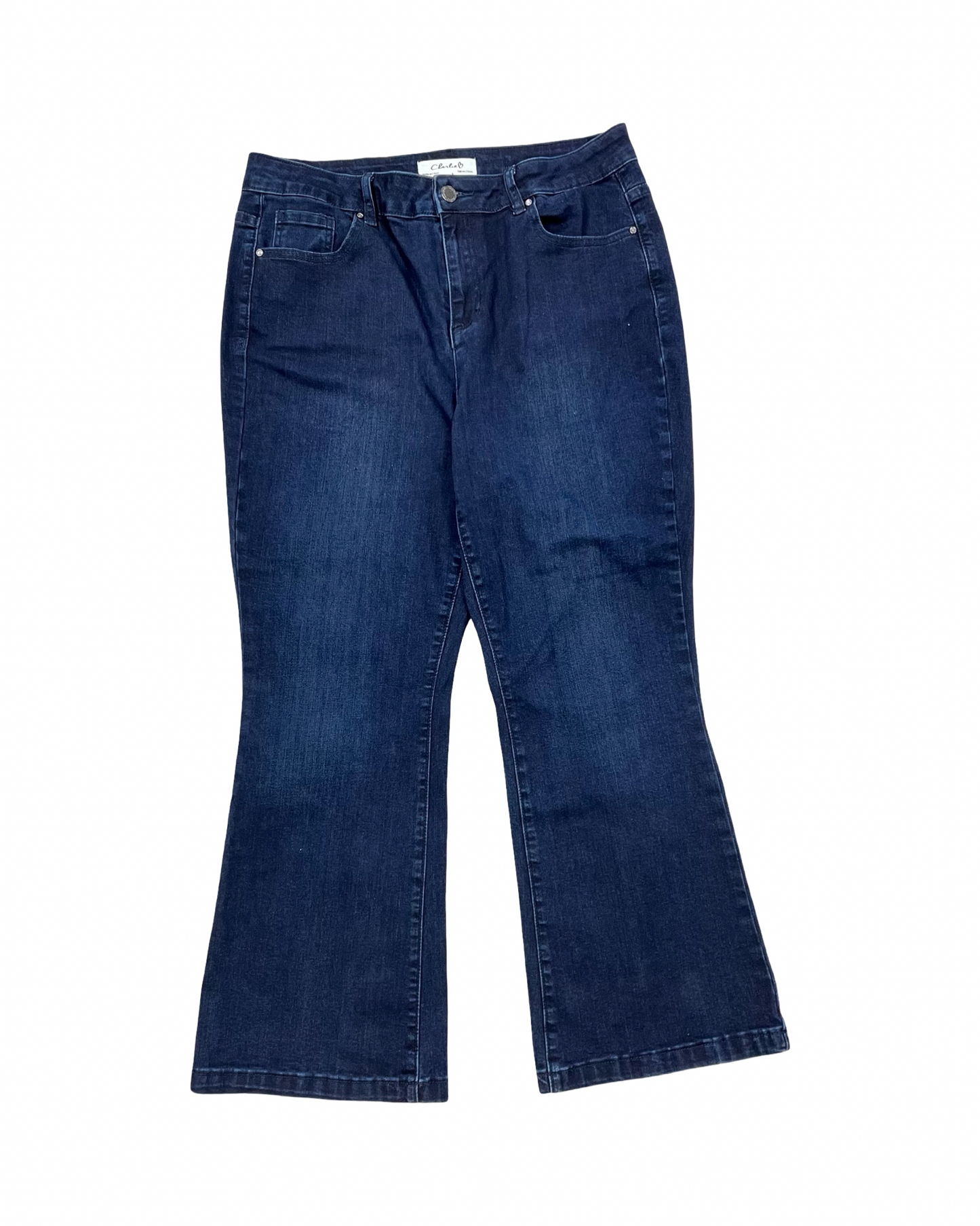 Jeans Flared By Charlie B In Blue Denim, Size:12