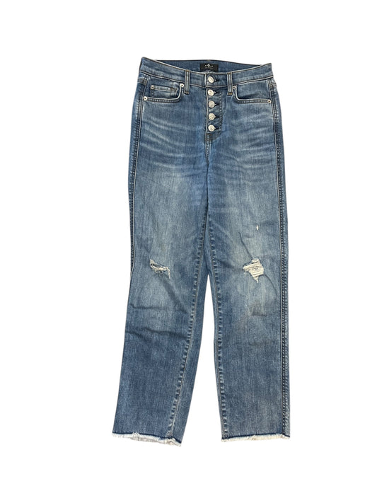 Jeans Straight By 7 For All Mankind In Blue Denim, Size:0