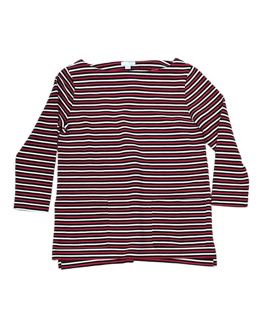 Top 3/4 Sleeve By J. Jill In Red & White, Size:Xs