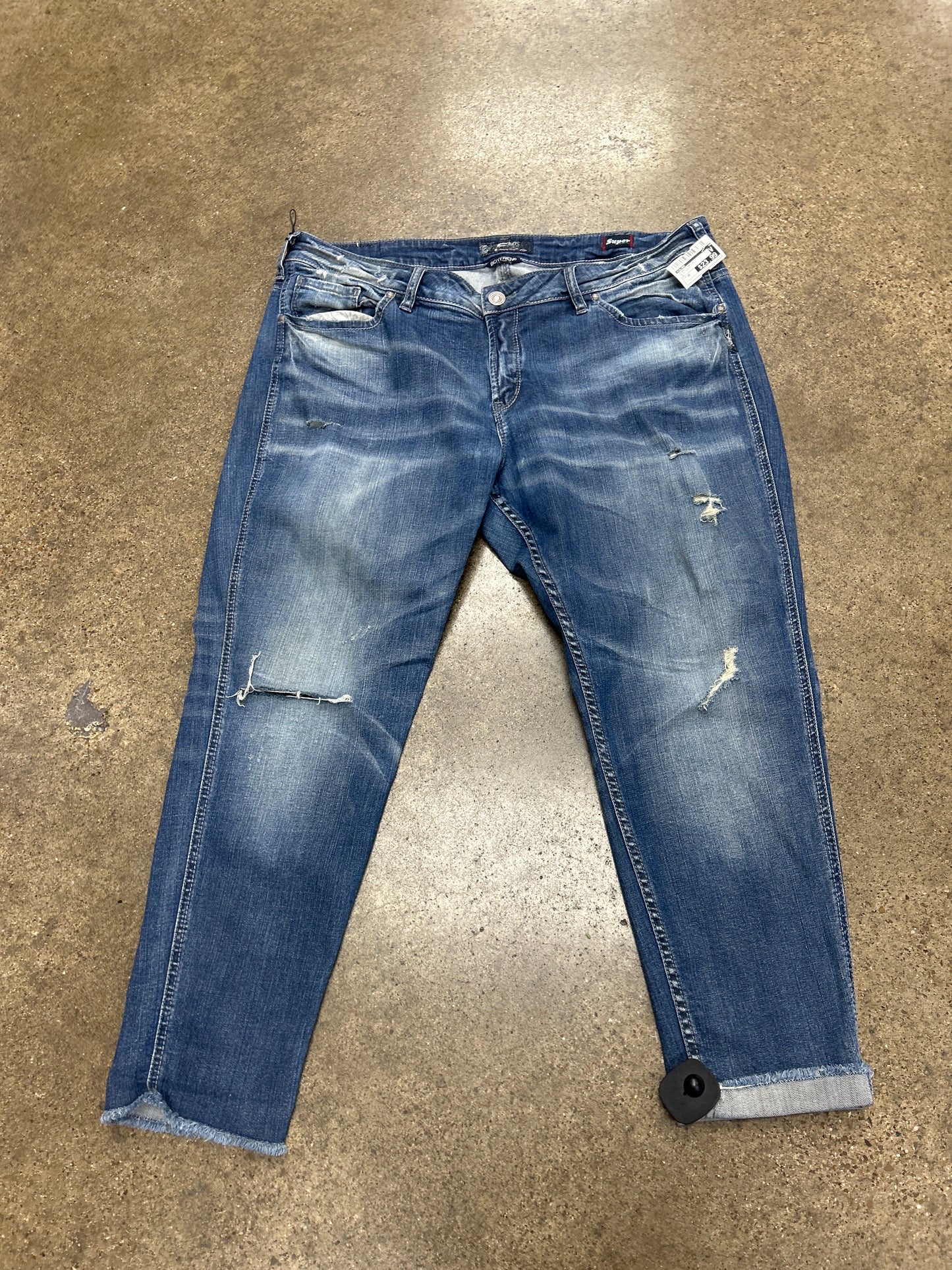 Jeans Straight By Silver In Blue Denim, Size:20