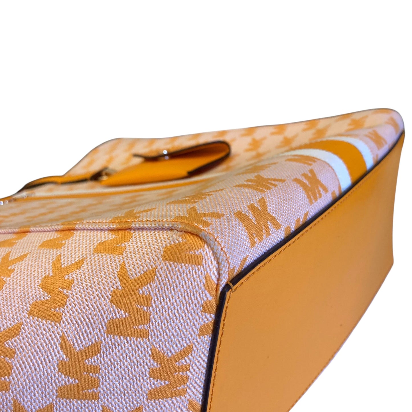 Handbag Designer By Michael Kors In Orange & White, Size:Large