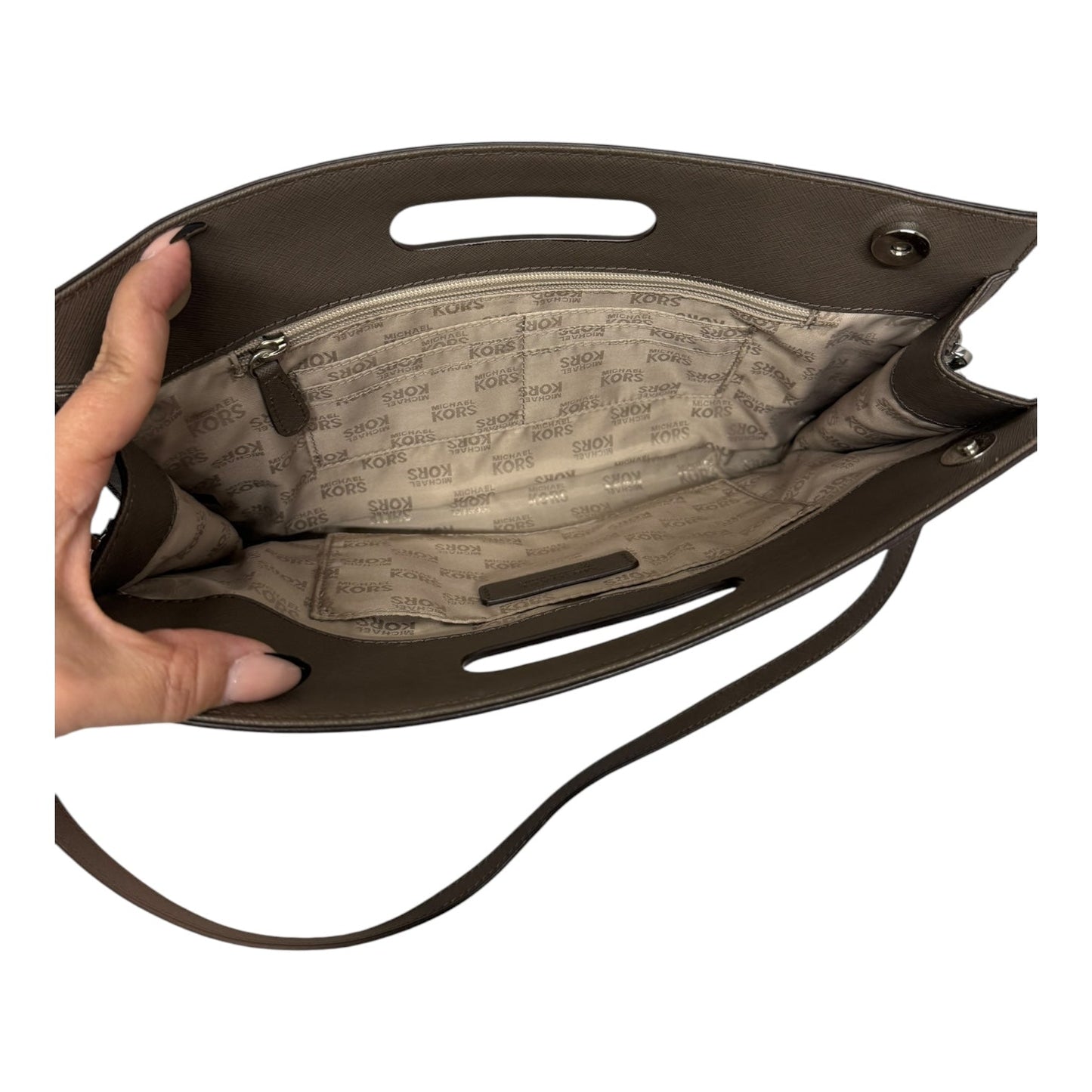 Handbag Designer By Michael Kors In Brown, Size:Small